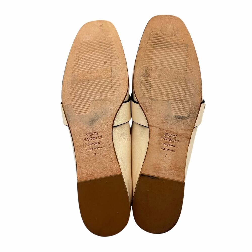 Stuart Weitzman Wylie Pyramid Cream Leather Stud Folded Back Heel Loafers Flats - Picture 11 of 11